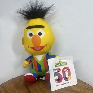 Sesame Street Workshop 50th Anniversary Bert Plush Toy 9"‎ Bright Colors NEW